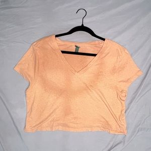 Women's Short Sleeve V-Neck Cropped Boxy T-Shirt - Wild Fable Coral Large